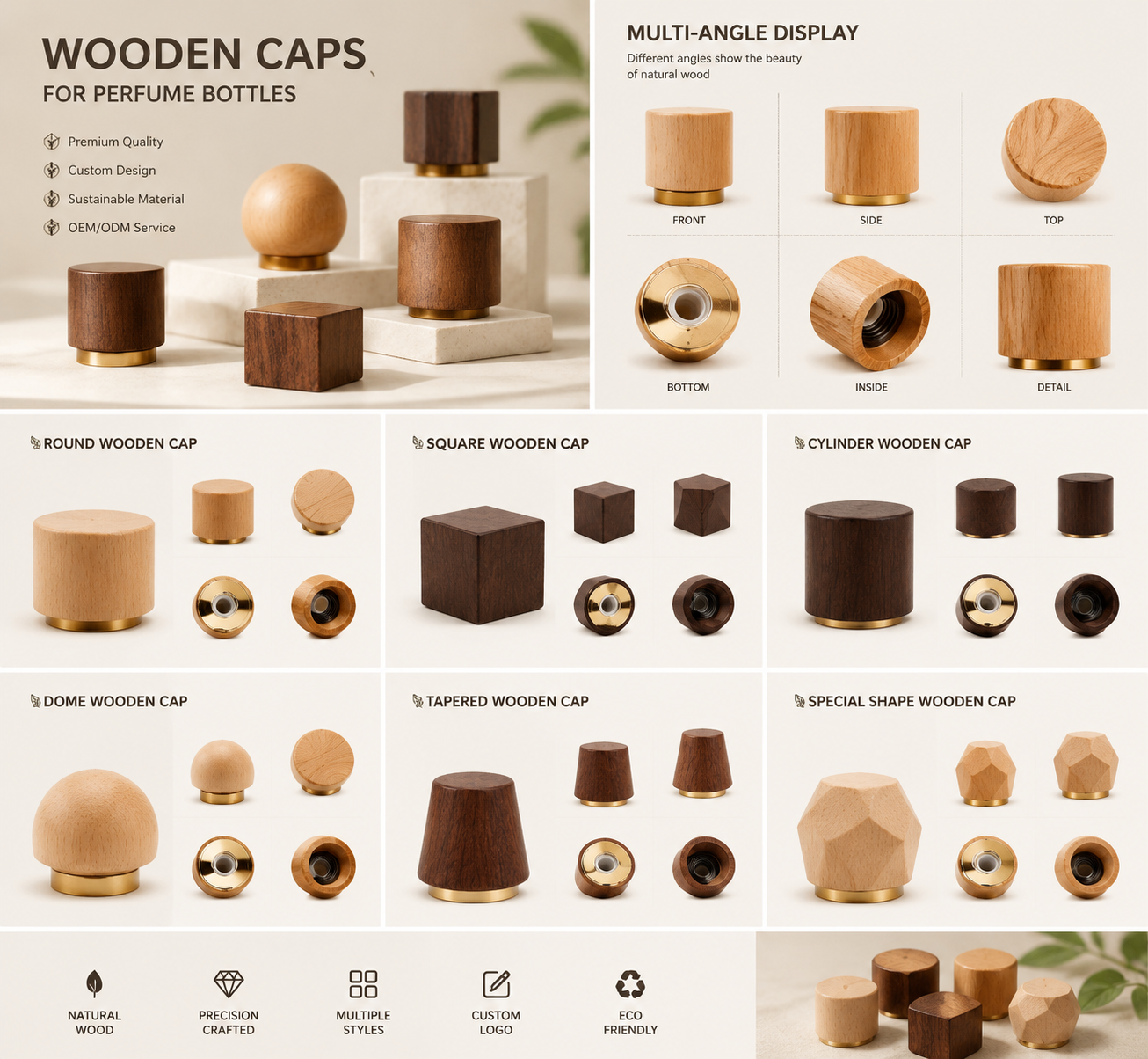 6 Wooden Cap Shapes That Define Brand Identity: From Classic Round to Diamond-Cut Geometric